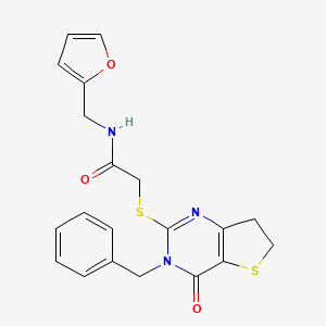 molecular formula C20H19N3O3S2 B14976709 2-((3-benzyl-4-oxo-3,4,6,7-tetrahydrothieno[3,2-d]pyrimidin-2-yl)thio)-N-(furan-2-ylmethyl)acetamide 