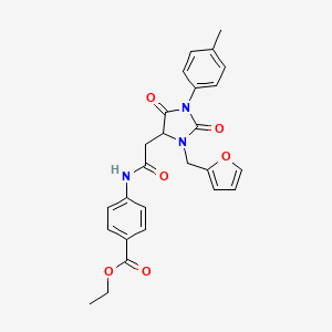 molecular formula C26H25N3O6 B14976808 Ethyl 4-({[3-(furan-2-ylmethyl)-1-(4-methylphenyl)-2,5-dioxoimidazolidin-4-yl]acetyl}amino)benzoate 
