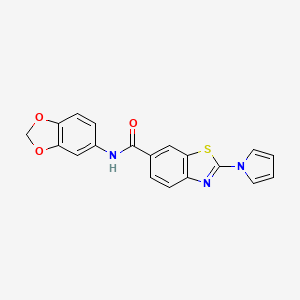 molecular formula C19H13N3O3S B14976816 N-(1,3-benzodioxol-5-yl)-2-(1H-pyrrol-1-yl)-1,3-benzothiazole-6-carboxamide 