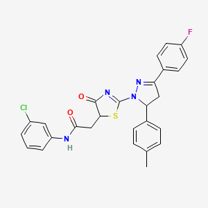 molecular formula C27H22ClFN4O2S B14976838 N-(3-chlorophenyl)-2-{2-[3-(4-fluorophenyl)-5-(4-methylphenyl)-4,5-dihydro-1H-pyrazol-1-yl]-4-oxo-4,5-dihydro-1,3-thiazol-5-yl}acetamide 