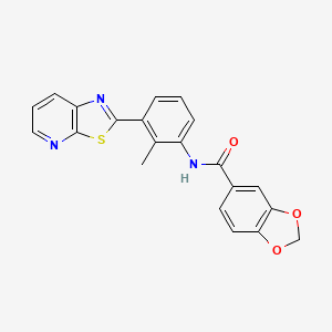 molecular formula C21H15N3O3S B14976855 N-(2-methyl-3-(thiazolo[5,4-b]pyridin-2-yl)phenyl)benzo[d][1,3]dioxole-5-carboxamide 