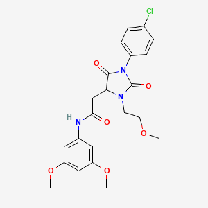 molecular formula C22H24ClN3O6 B14976862 2-[1-(4-chlorophenyl)-3-(2-methoxyethyl)-2,5-dioxoimidazolidin-4-yl]-N-(3,5-dimethoxyphenyl)acetamide 
