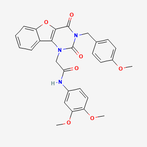 molecular formula C28H25N3O7 B14976911 N-(3,4-dimethoxyphenyl)-2-(3-(4-methoxybenzyl)-2,4-dioxo-3,4-dihydrobenzofuro[3,2-d]pyrimidin-1(2H)-yl)acetamide 