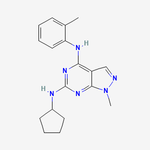 molecular formula C18H22N6 B14976919 N~6~-cyclopentyl-1-methyl-N~4~-(2-methylphenyl)-1H-pyrazolo[3,4-d]pyrimidine-4,6-diamine 