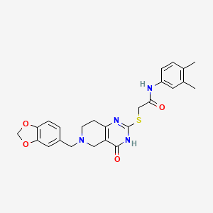 molecular formula C25H26N4O4S B14976927 2-((6-(benzo[d][1,3]dioxol-5-ylmethyl)-4-oxo-3,4,5,6,7,8-hexahydropyrido[4,3-d]pyrimidin-2-yl)thio)-N-(3,4-dimethylphenyl)acetamide 