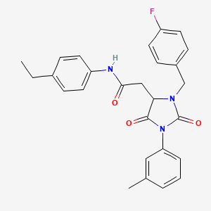 molecular formula C27H26FN3O3 B14976998 N-(4-ethylphenyl)-2-[3-(4-fluorobenzyl)-1-(3-methylphenyl)-2,5-dioxoimidazolidin-4-yl]acetamide 