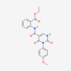 molecular formula C21H19N3O6 B14977196 Ethyl 2-(3-(4-methoxyphenyl)-2,4-dioxo-1,2,3,4-tetrahydropyrimidine-5-carboxamido)benzoate 