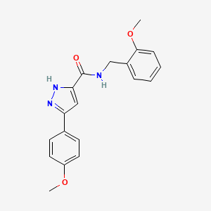 molecular formula C19H19N3O3 B14977389 N-(2-methoxybenzyl)-5-(4-methoxyphenyl)-1H-pyrazole-3-carboxamide 
