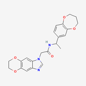 molecular formula C22H23N3O5 B14977481 N-[1-(3,4-dihydro-2H-1,5-benzodioxepin-7-yl)ethyl]-2-(6,7-dihydro-1H-[1,4]dioxino[2,3-f]benzimidazol-1-yl)acetamide 