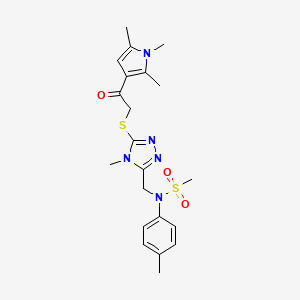 molecular formula C21H27N5O3S2 B14977533 N-[(4-methyl-5-{[2-oxo-2-(1,2,5-trimethyl-1H-pyrrol-3-yl)ethyl]sulfanyl}-4H-1,2,4-triazol-3-yl)methyl]-N-(4-methylphenyl)methanesulfonamide 