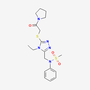 molecular formula C18H25N5O3S2 B14977562 N-[(4-ethyl-5-{[2-oxo-2-(pyrrolidin-1-yl)ethyl]sulfanyl}-4H-1,2,4-triazol-3-yl)methyl]-N-phenylmethanesulfonamide 