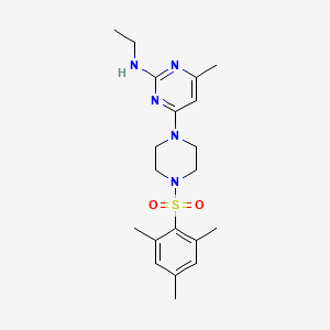 molecular formula C20H29N5O2S B14977629 N-ethyl-4-(4-(mesitylsulfonyl)piperazin-1-yl)-6-methylpyrimidin-2-amine 