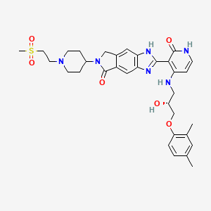 molecular formula C33H40N6O6S B1497810 (2E)-2-[4-{[(2R)-3-(2,4-Dimethylphenoxy)-2-hydroxypropyl]amino}-2-oxopyridin-3(2H)-ylidene]-6-{1-[2-(methanesulfonyl)ethyl]piperidin-4-yl}-2,3,6,7-tetrahydroimidazo[4,5-f]isoindol-5(1H)-one CAS No. 1008448-19-8