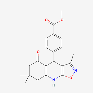 molecular formula C21H22N2O4 B14978377 Methyl 4-(5-hydroxy-3,7,7-trimethyl-4,6,7,8-tetrahydro[1,2]oxazolo[5,4-b]quinolin-4-yl)benzoate 