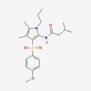 molecular formula C21H30N2O4S B14978463 N-{3-[(4-methoxyphenyl)sulfonyl]-4,5-dimethyl-1-propyl-1H-pyrrol-2-yl}-3-methylbutanamide 