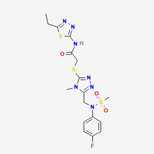 molecular formula C17H20FN7O3S3 B14978584 N-(5-ethyl-1,3,4-thiadiazol-2-yl)-2-[(5-{[(4-fluorophenyl)(methylsulfonyl)amino]methyl}-4-methyl-4H-1,2,4-triazol-3-yl)sulfanyl]acetamide 