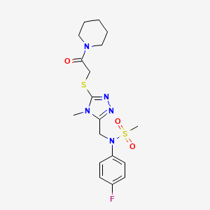 molecular formula C18H24FN5O3S2 B14978820 N-(4-fluorophenyl)-N-[(4-methyl-5-{[2-oxo-2-(piperidin-1-yl)ethyl]sulfanyl}-4H-1,2,4-triazol-3-yl)methyl]methanesulfonamide 