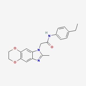 molecular formula C20H21N3O3 B14978908 N-(4-ethylphenyl)-2-(2-methyl-6,7-dihydro-1H-[1,4]dioxino[2,3-f]benzimidazol-1-yl)acetamide 