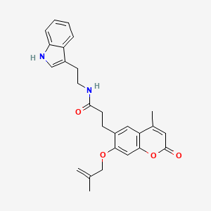 molecular formula C27H28N2O4 B1497896 N-[2-(1H-indol-3-yl)ethyl]-3-{4-methyl-7-[(2-methylprop-2-en-1-yl)oxy]-2-oxo-2H-chromen-6-yl}propanamide 