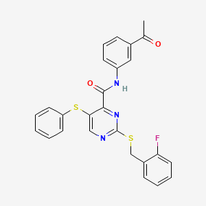 molecular formula C26H20FN3O2S2 B14979220 N-(3-acetylphenyl)-2-[(2-fluorobenzyl)sulfanyl]-5-(phenylsulfanyl)pyrimidine-4-carboxamide 