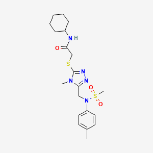 molecular formula C20H29N5O3S2 B14979248 N-cyclohexyl-2-[(4-methyl-5-{[(4-methylphenyl)(methylsulfonyl)amino]methyl}-4H-1,2,4-triazol-3-yl)sulfanyl]acetamide 