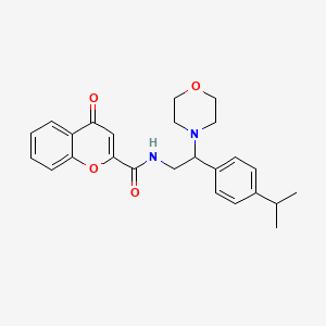 molecular formula C25H28N2O4 B14979526 N-[2-(Morpholin-4-YL)-2-[4-(propan-2-YL)phenyl]ethyl]-4-oxo-4H-chromene-2-carboxamide 