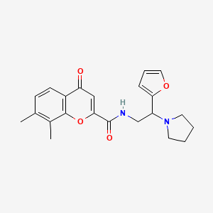 molecular formula C22H24N2O4 B14979639 N-[2-(furan-2-yl)-2-(pyrrolidin-1-yl)ethyl]-7,8-dimethyl-4-oxo-4H-chromene-2-carboxamide 