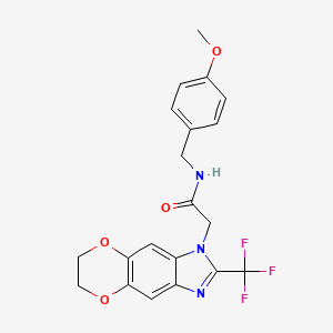 molecular formula C20H18F3N3O4 B14980026 N-(4-methoxybenzyl)-2-[2-(trifluoromethyl)-6,7-dihydro-1H-[1,4]dioxino[2,3-f]benzimidazol-1-yl]acetamide 