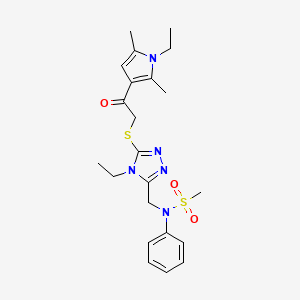 molecular formula C22H29N5O3S2 B14980083 N-[(4-ethyl-5-{[2-(1-ethyl-2,5-dimethyl-1H-pyrrol-3-yl)-2-oxoethyl]sulfanyl}-4H-1,2,4-triazol-3-yl)methyl]-N-phenylmethanesulfonamide 