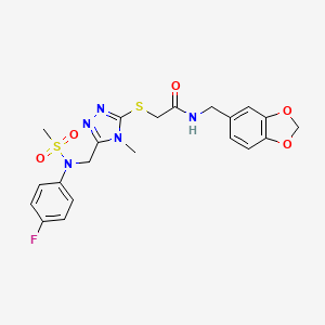 molecular formula C21H22FN5O5S2 B14980121 N-(1,3-benzodioxol-5-ylmethyl)-2-[(5-{[(4-fluorophenyl)(methylsulfonyl)amino]methyl}-4-methyl-4H-1,2,4-triazol-3-yl)sulfanyl]acetamide 