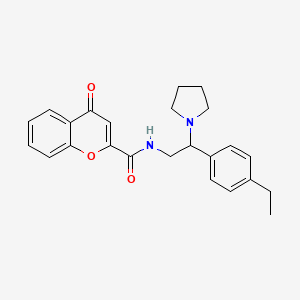 molecular formula C24H26N2O3 B14980357 N-[2-(4-ethylphenyl)-2-(pyrrolidin-1-yl)ethyl]-4-oxo-4H-chromene-2-carboxamide 