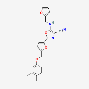 molecular formula C22H19N3O4 B14981146 2-{5-[(3,4-Dimethylphenoxy)methyl]furan-2-yl}-5-[(furan-2-ylmethyl)amino]-1,3-oxazole-4-carbonitrile 