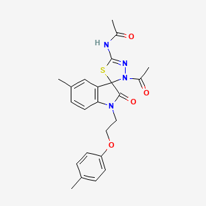 molecular formula C23H24N4O4S B14981349 N-{3'-acetyl-5-methyl-1-[2-(4-methylphenoxy)ethyl]-2-oxo-1,2-dihydro-3'H-spiro[indole-3,2'-[1,3,4]thiadiazol]-5'-yl}acetamide 