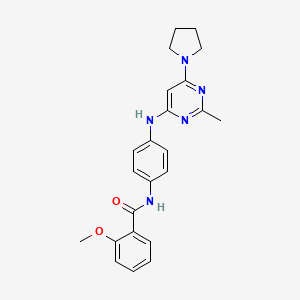 molecular formula C23H25N5O2 B14981784 2-Methoxy-N-(4-{[2-methyl-6-(pyrrolidin-1-YL)pyrimidin-4-YL]amino}phenyl)benzamide 