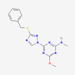 molecular formula C14H15N7OS B14982057 4-[3-(benzylsulfanyl)-1H-1,2,4-triazol-1-yl]-6-methoxy-N-methyl-1,3,5-triazin-2-amine 