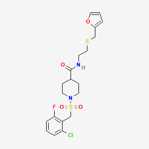 molecular formula C20H24ClFN2O4S2 B14982165 1-[(2-chloro-6-fluorobenzyl)sulfonyl]-N-{2-[(furan-2-ylmethyl)sulfanyl]ethyl}piperidine-4-carboxamide 