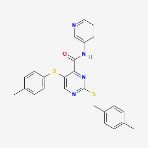molecular formula C25H22N4OS2 B14982248 2-[(4-methylbenzyl)sulfanyl]-5-[(4-methylphenyl)sulfanyl]-N-(pyridin-3-yl)pyrimidine-4-carboxamide 