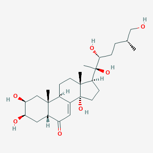molecular formula C27H44O7 B149823 (2S,3R,5R,9R,10R,13R,14S,17S)-2,3,14-trihydroxy-10,13-dimethyl-17-[(2R,3R,6R)-2,3,7-trihydroxy-6-methylheptan-2-yl]-2,3,4,5,9,11,12,15,16,17-decahydro-1H-cyclopenta[a]phenanthren-6-one CAS No. 19682-38-3