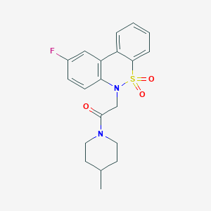 molecular formula C20H21FN2O3S B14982590 2-(9-Fluoro-5,5-dioxido-6H-dibenzo[C,E][1,2]thiazin-6-YL)-1-(4-methyl-1-piperidinyl)ethanone 