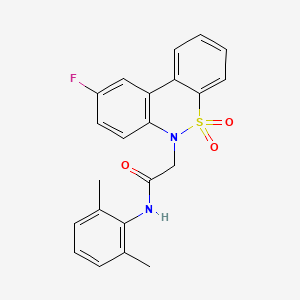 molecular formula C22H19FN2O3S B14982663 N-(2,6-dimethylphenyl)-2-(9-fluoro-5,5-dioxido-6H-dibenzo[c,e][1,2]thiazin-6-yl)acetamide 