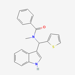 molecular formula C21H18N2OS B14982762 N-[1H-indol-3-yl(thiophen-2-yl)methyl]-N-methylbenzamide 