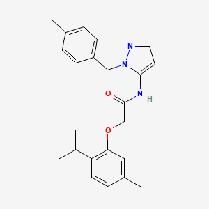 molecular formula C23H27N3O2 B14982906 2-[5-methyl-2-(propan-2-yl)phenoxy]-N-{1-[(4-methylphenyl)methyl]-1H-pyrazol-5-yl}acetamide 
