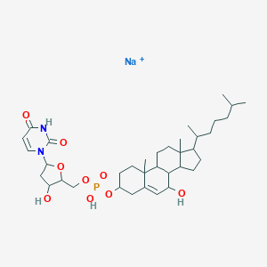 molecular formula C36H57N2NaO9P+ B149833 Sodium;[5-(2,4-dioxopyrimidin-1-yl)-3-hydroxyoxolan-2-yl]methyl [7-hydroxy-10,13-dimethyl-17-(6-methylheptan-2-yl)-2,3,4,7,8,9,11,12,14,15,16,17-dodecahydro-1H-cyclopenta[a]phenanthren-3-yl] hydrogen phosphate CAS No. 126671-67-8
