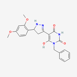 molecular formula C22H22N4O5 B14983652 (5Z)-3-benzyl-5-[5-(2,4-dimethoxyphenyl)pyrazolidin-3-ylidene]-6-hydroxypyrimidine-2,4(3H,5H)-dione 