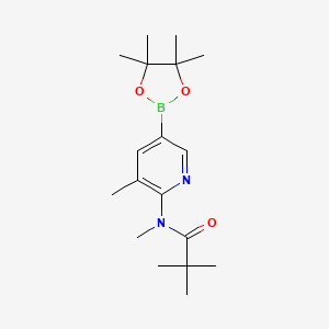 molecular formula C18H29BN2O3 B1498366 N,2,2-trimethyl-N-[3-methyl-5-(4,4,5,5-tetramethyl-1,3,2-dioxaborolan-2-yl)pyridin-2-yl]propanamide CAS No. 1073354-77-4
