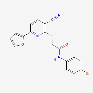 molecular formula C18H12BrN3O2S B14983990 N-(4-bromophenyl)-2-{[3-cyano-6-(furan-2-yl)pyridin-2-yl]sulfanyl}acetamide 