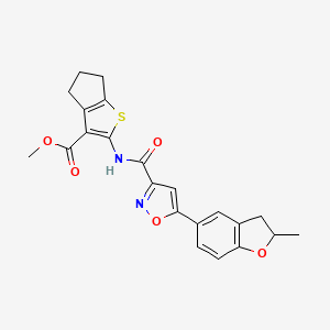 molecular formula C22H20N2O5S B14984900 methyl 2-({[5-(2-methyl-2,3-dihydro-1-benzofuran-5-yl)-1,2-oxazol-3-yl]carbonyl}amino)-5,6-dihydro-4H-cyclopenta[b]thiophene-3-carboxylate 