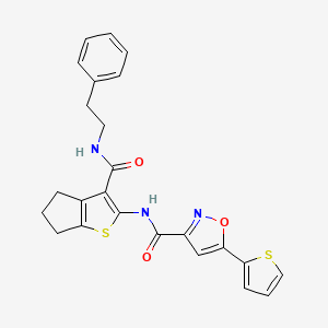 molecular formula C24H21N3O3S2 B14985373 N-{3-[(2-phenylethyl)carbamoyl]-5,6-dihydro-4H-cyclopenta[b]thiophen-2-yl}-5-(thiophen-2-yl)-1,2-oxazole-3-carboxamide 