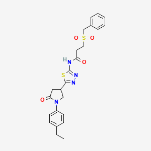 molecular formula C24H26N4O4S2 B14986727 3-(benzylsulfonyl)-N-{5-[1-(4-ethylphenyl)-5-oxopyrrolidin-3-yl]-1,3,4-thiadiazol-2-yl}propanamide 