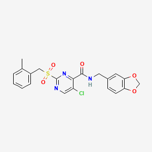 molecular formula C21H18ClN3O5S B14986762 N-(1,3-benzodioxol-5-ylmethyl)-5-chloro-2-[(2-methylbenzyl)sulfonyl]pyrimidine-4-carboxamide 
